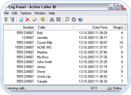Active Caller ID Log Panel